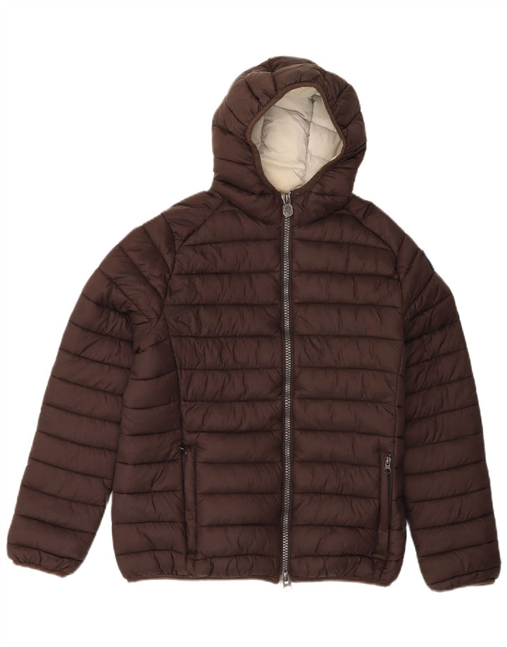 INVICTA Boys Hooded Padded Jacket 13-14 Years XL Brown Polyamide