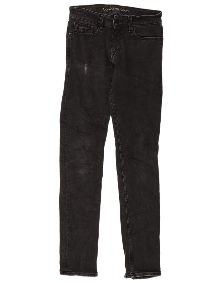 Calvin Klein Herre Distressed Slim Jeans W28 L34 Sort Bomuld