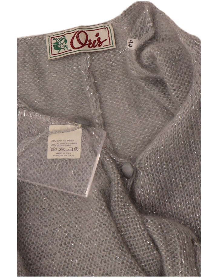 Oris Dame Longline Cardigan Sweater IT 44 Medium Silver Mohair