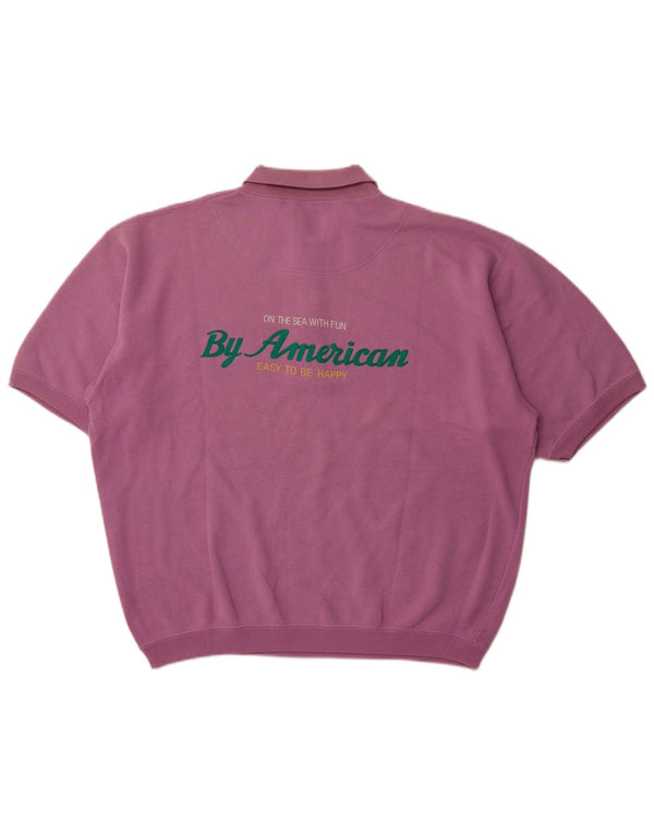 BY AMERICAN Herre grafisk polo-hals sweater stor lilla