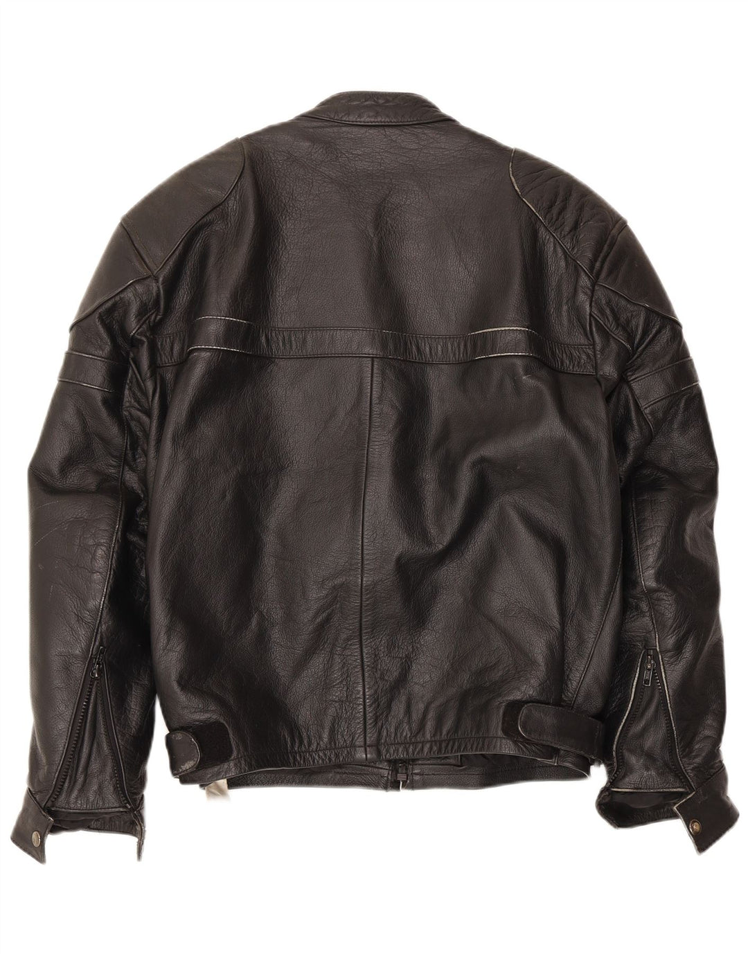 VINTAGE Herre læder racerjakke UK 40 Stor sort læder