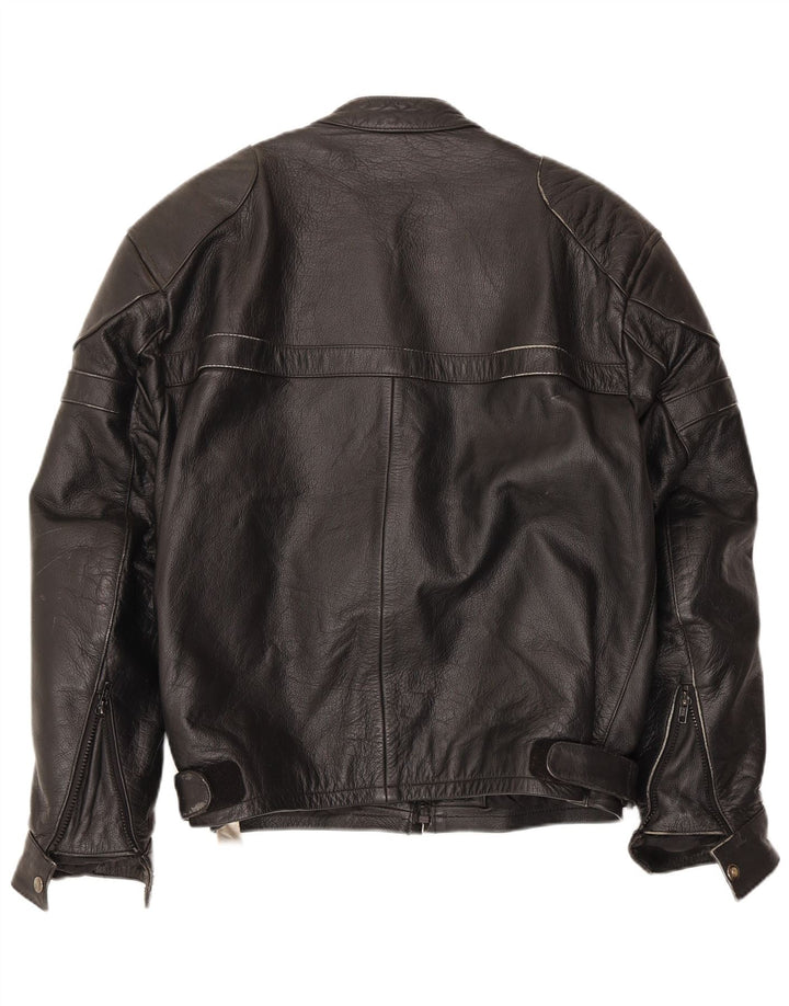 VINTAGE Herre læder racerjakke UK 40 Stor sort læder