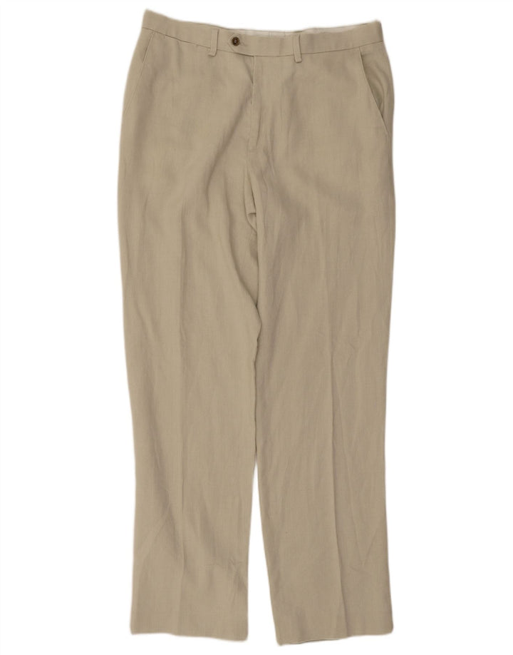 Marks & Spencer Herre Regular Fit Suit Bukser W34 L33 Beige hør