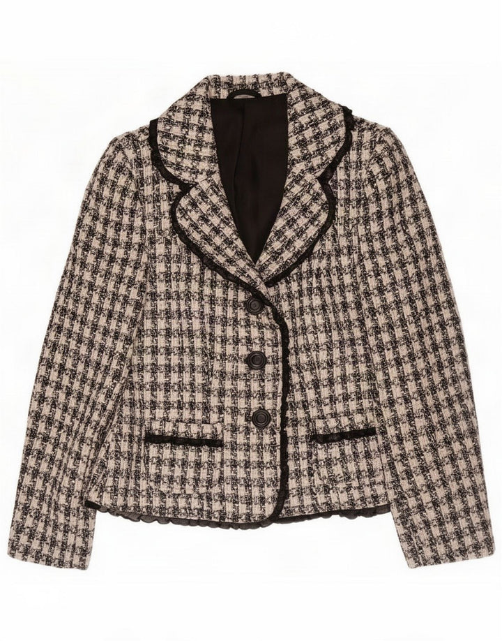 Vintage Dame 3-knaps Blazer Jacket UK 10 Small Black Houndstooth
