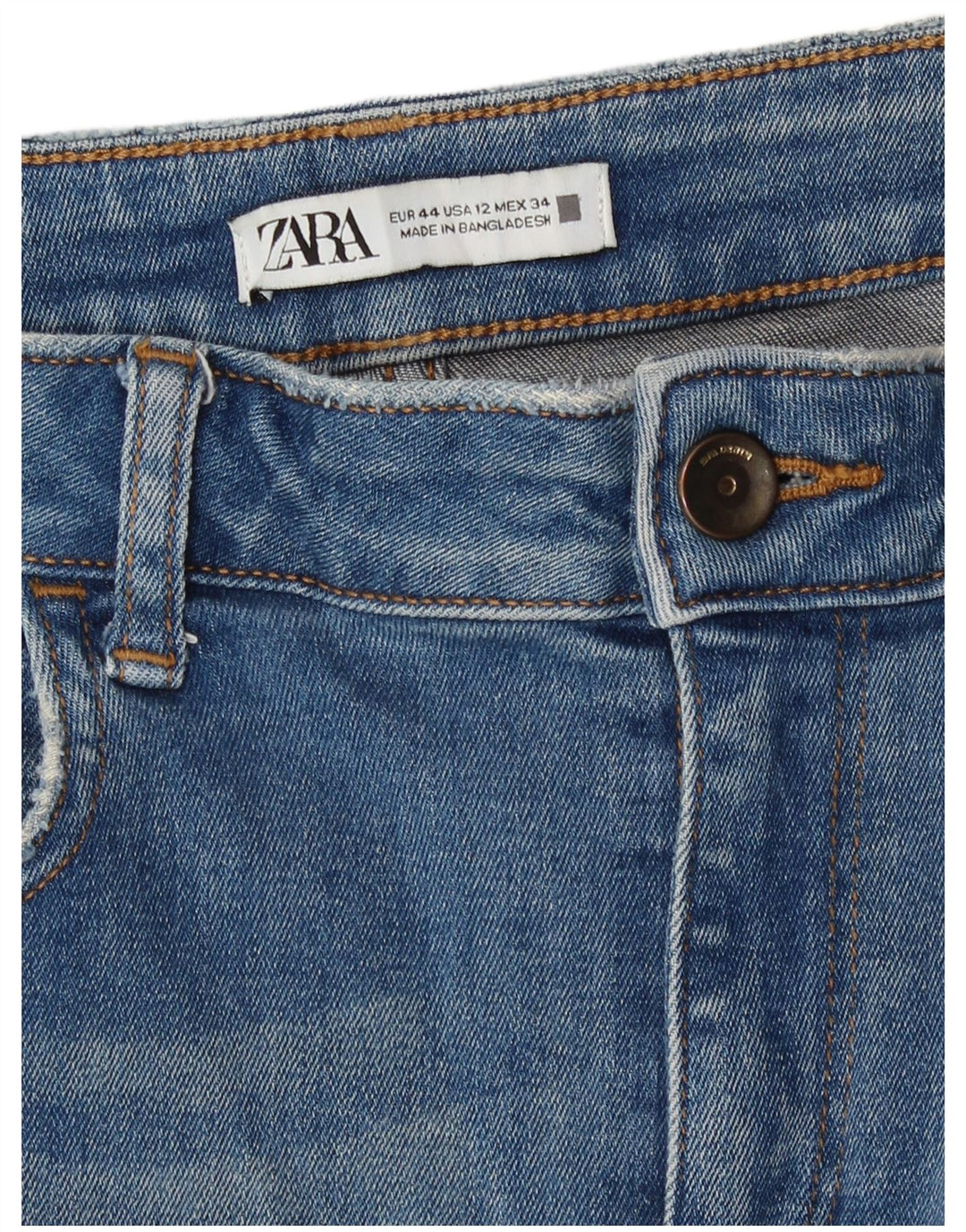 Zara Dame Distressed Slim Jeans EU 44 XL W34 L27 Blå
