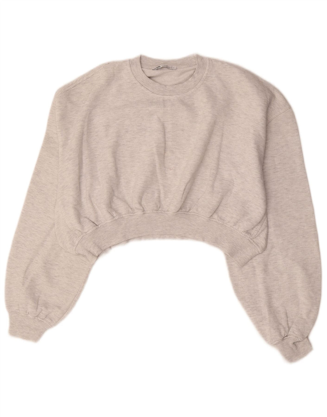 Zara Womens Crop Oversized Sweatshirt Jumper UK 14 Medium Grey