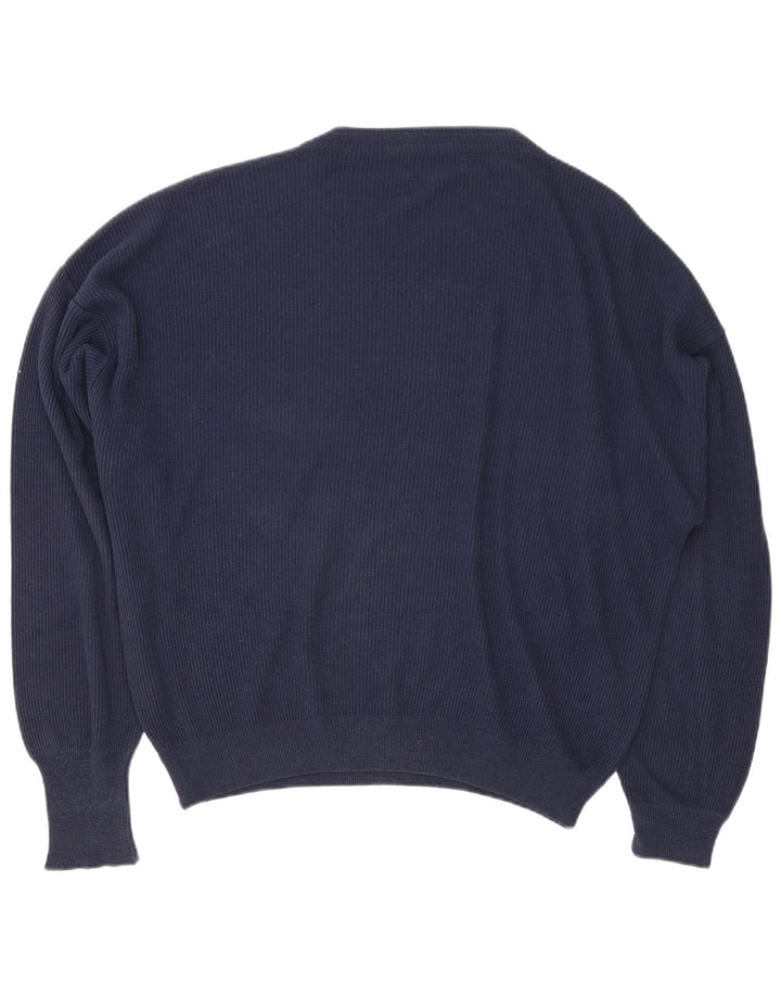 Vintage Herre Boat Neck Jumper Sweater XL Navy Blue
