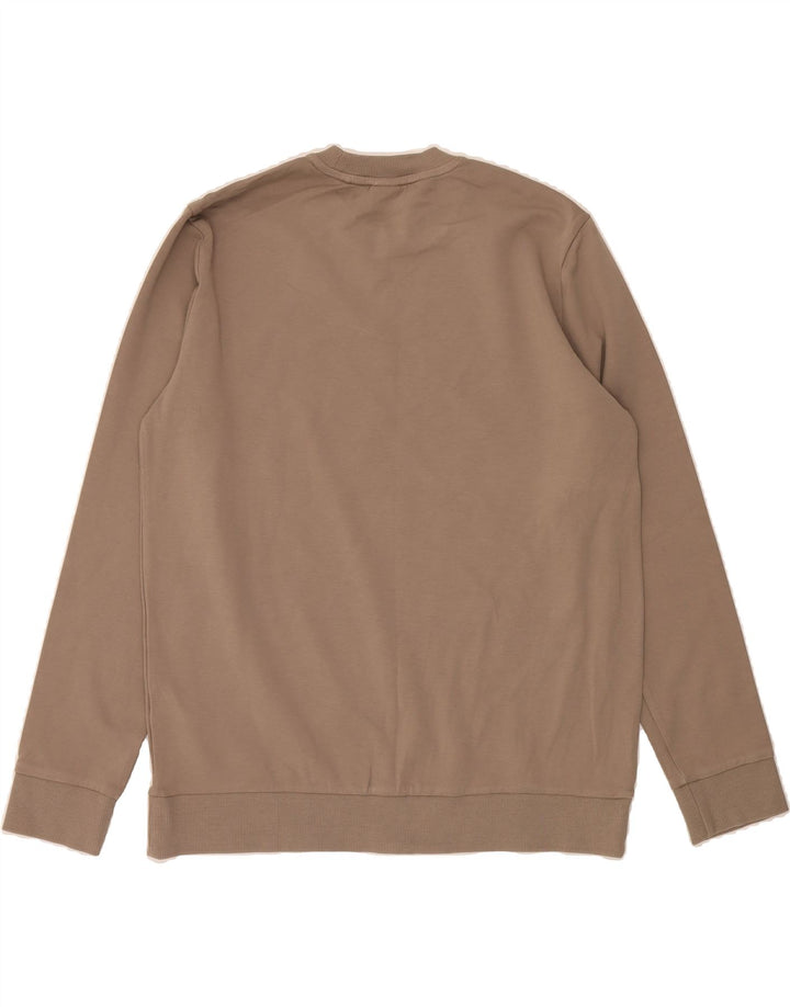 HUGO BOSS Mens Sweatshirt Jumper XL Brown Colourblock Cotton Vintage Hugo Boss and Second-Hand Hugo Boss from Messina Hembry 
