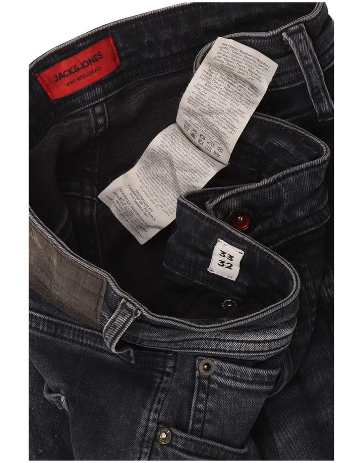 Jack & Jones Herre GLENN Slim Jeans W33 L32 Marineblå Bomuld
