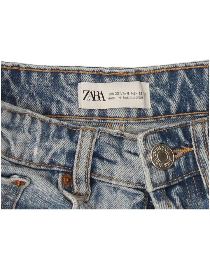 ZARA Distressed denimshorts til kvinder US 0 XS W22 Blå