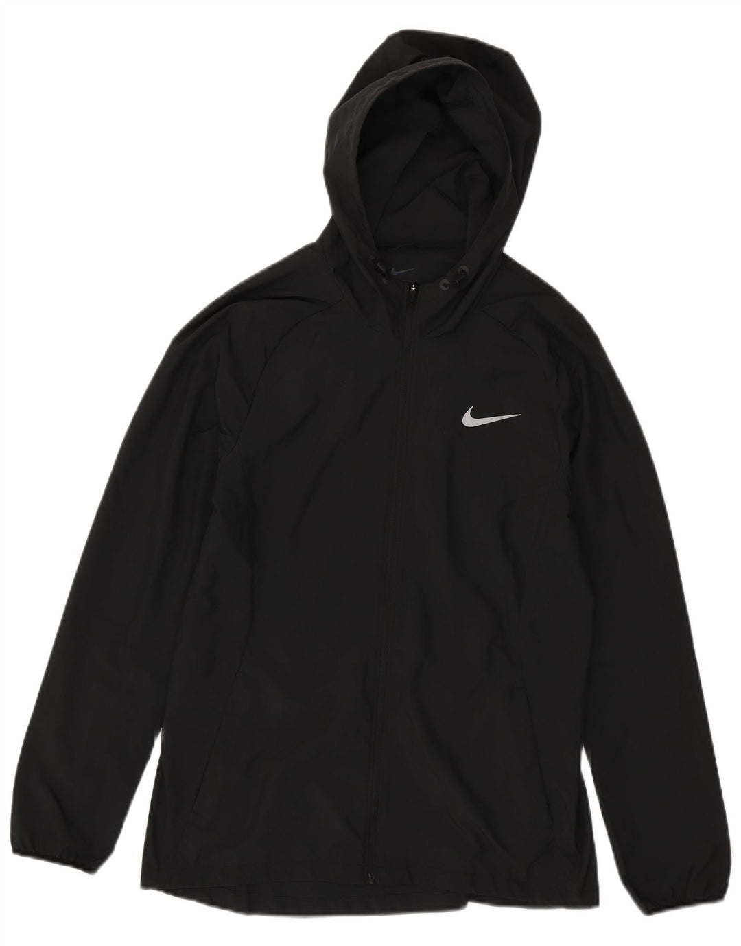 Nike Regnjakke med hætte til kvinder UK 12 Medium Sort Polyester