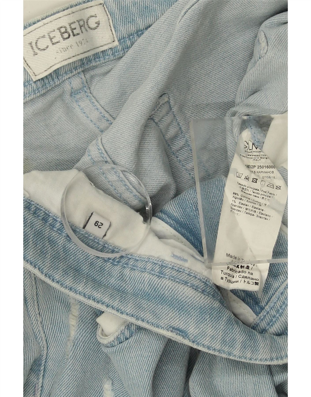 ICEBERG Womens Distressed Straight Jeans W29 L28 Blue Cotton Vintage Iceberg and Second-Hand Iceberg from Messina Hembry 