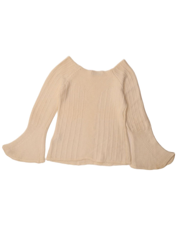 Zara Womens Crop Boat Neck Jumper Sweater UK 14 Large Off White Bomuld