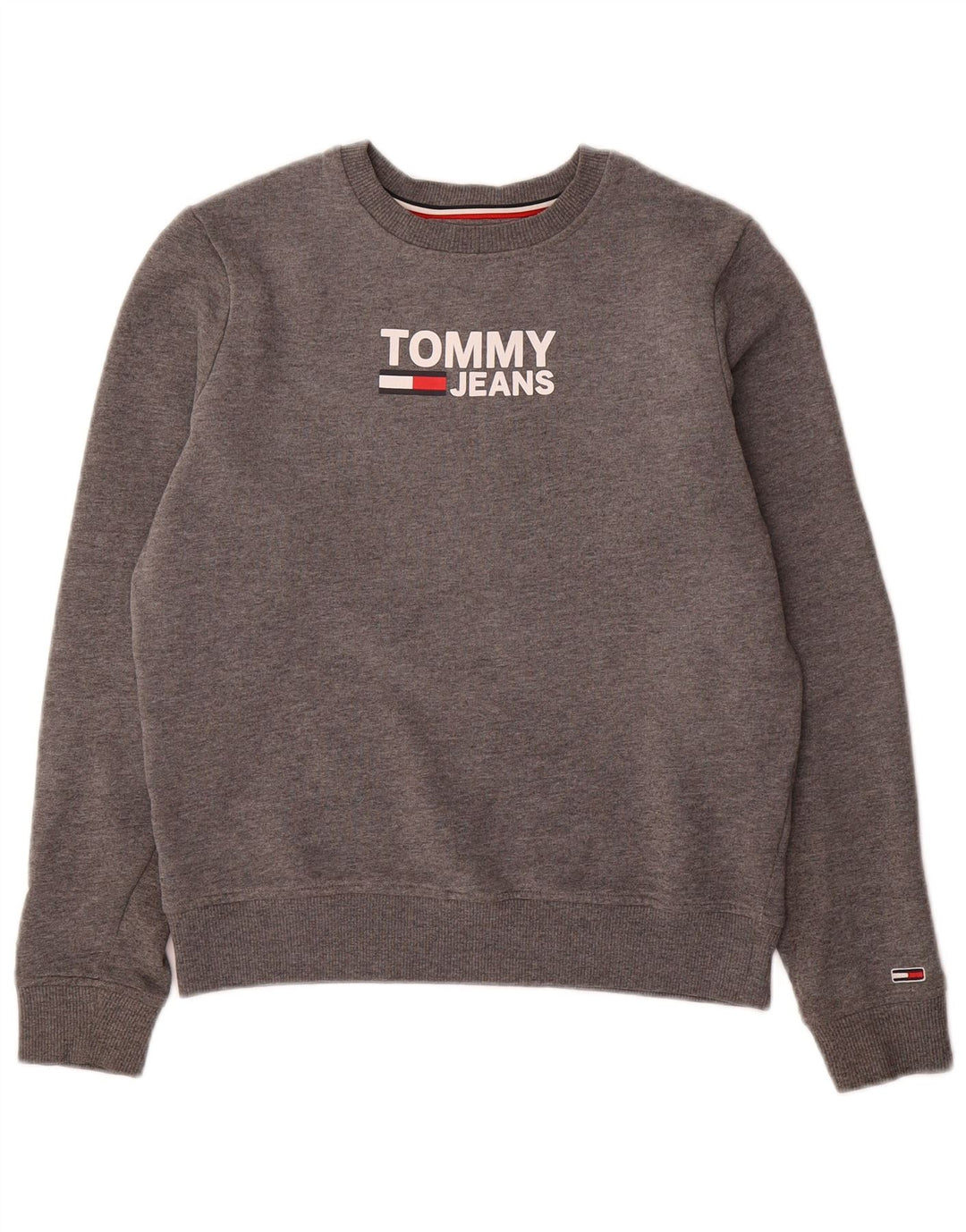 TOMMY HILFIGER Dame Oversized grafisk sweatshirt trøje UK 6 XS Grå