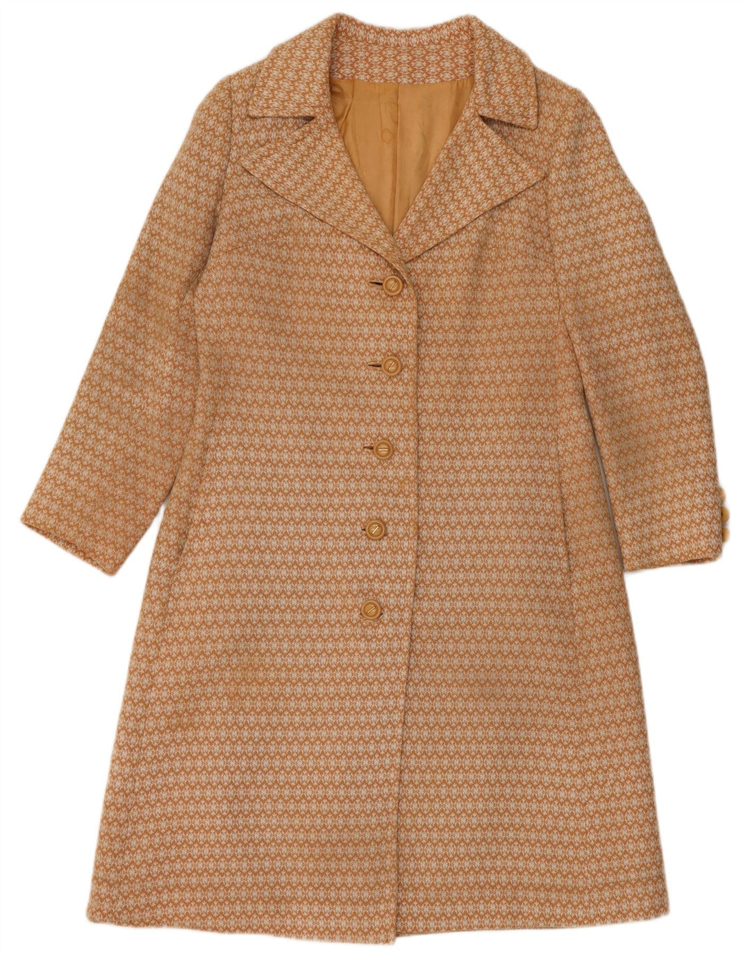 Vintage overfrakke til kvinder UK 10 Lille Beige Geometrisk