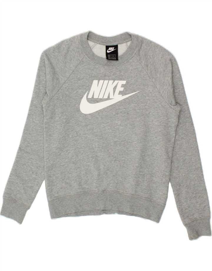 NIKE Womens Oversized Graphic Sweatshirt Jumper UK 6  XS Grey Cotton Vintage Nike and Second-Hand Nike from Messina Hembry 