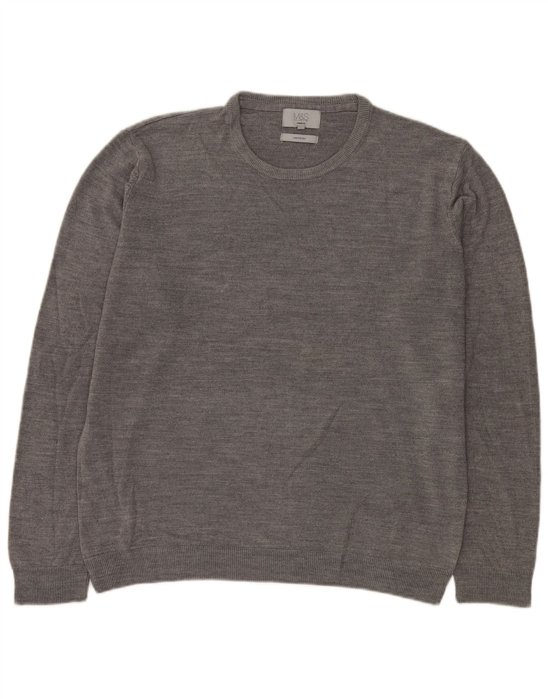 Marks & Spencer Herre Regular Fit Crew Neck Jumper Sweater XL Grå Akryl