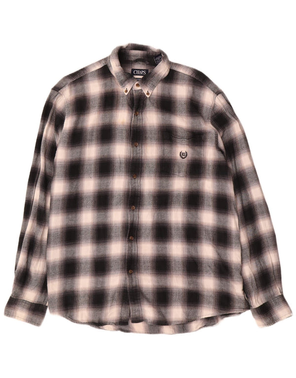 Chaps Herre Flanelskjorte 2XL Grå ternet bomuld