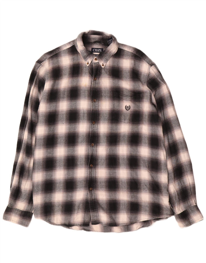 Chaps Herre Flanelskjorte 2XL Grå ternet bomuld