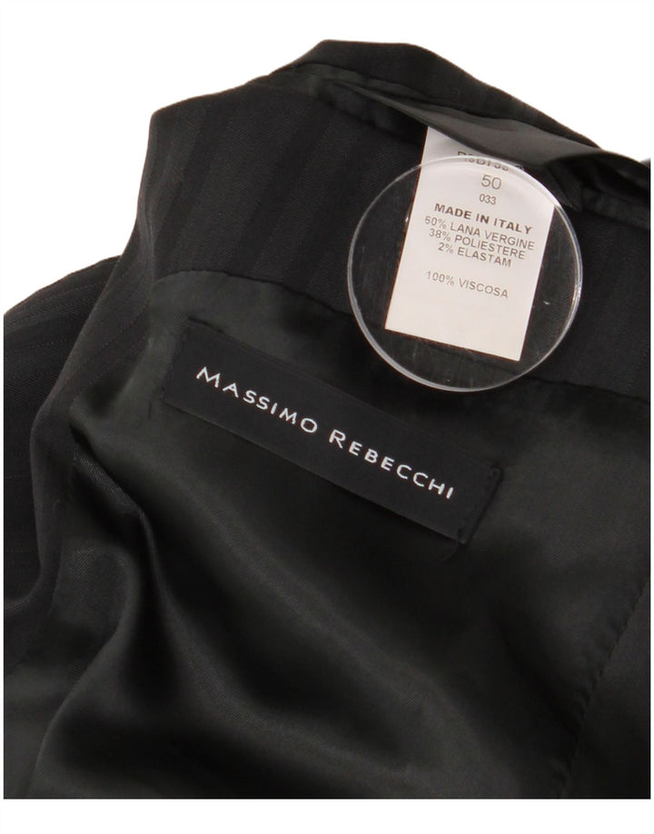 Massimo Rebecchi Herre 2-delt jakkesæt IT 50 Large W34 L31 Sort Stribet