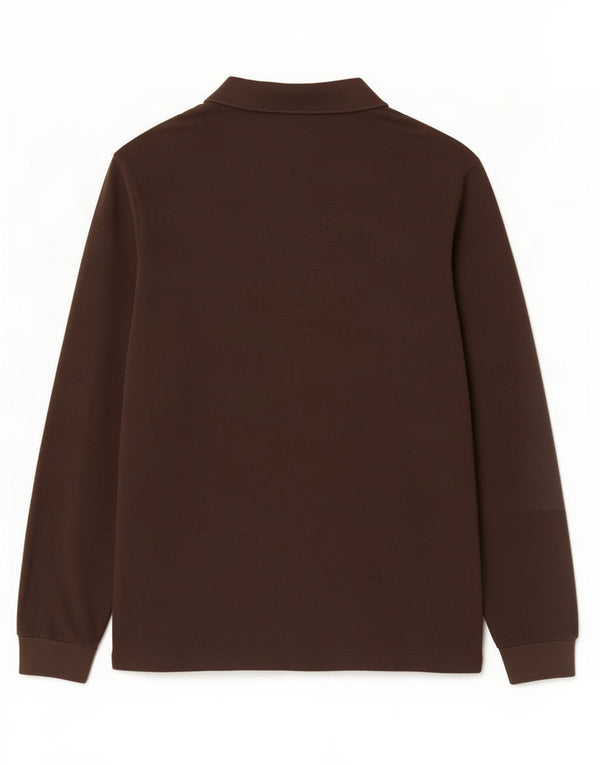Lacoste Langærmet Polo Shirt til mænd Størrelse 4 Medium Brun Bomuld