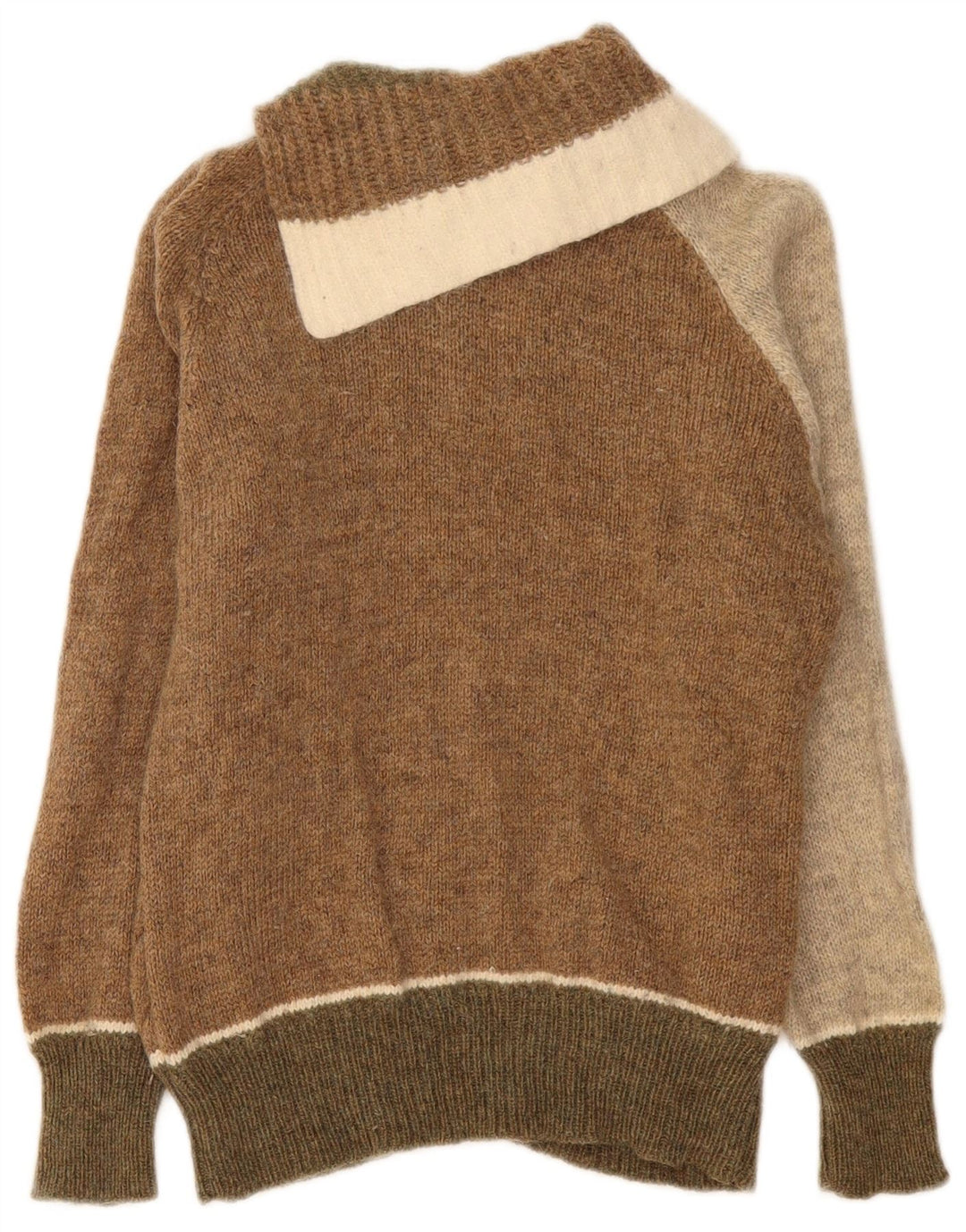 VINTAGE Dame Shawl Neck Jumper Sweater UK 12 Medium Flerfarvet