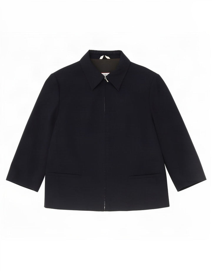 Max & Co. Dame 3/4-ærmet blazerjakke med fuld lynlås UK 14 Large Navy Blue