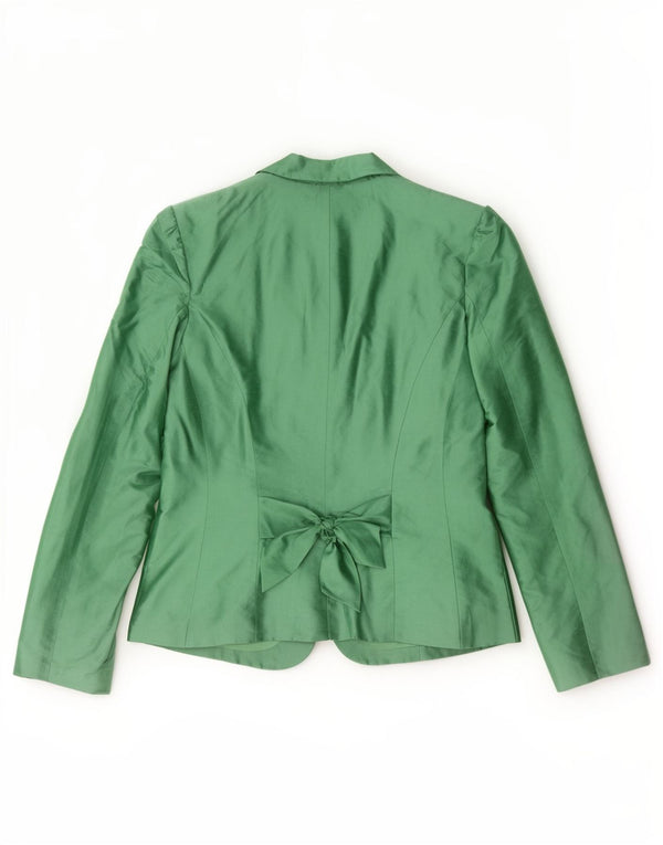 Luisa Spagnoli Dame 3 Button Blazer Jacket UK 14 Medium Green Silke