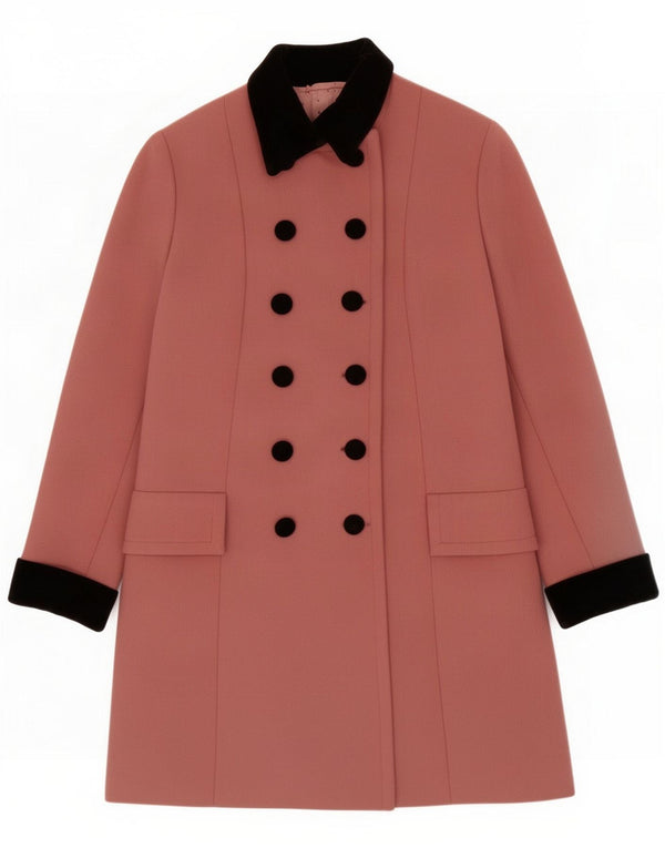 Vintage Dame Dobbeltradet Frakke UK 8 Small Pink Colourblock Classic