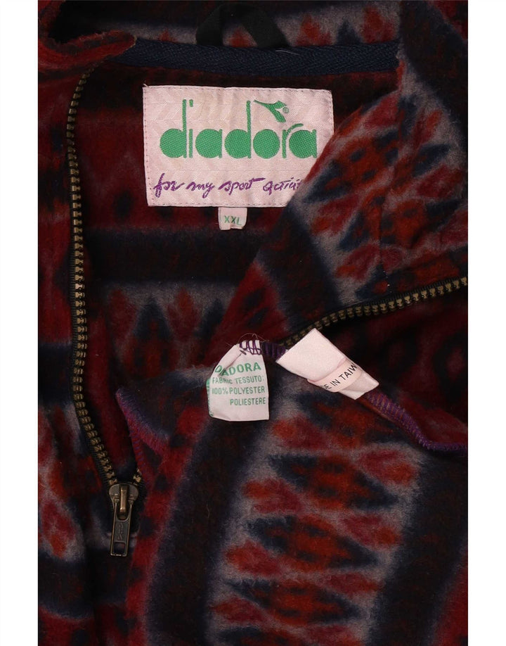 Diadora herre lynlås hals fleece jumper 2XL rødbrun geometrisk polyester