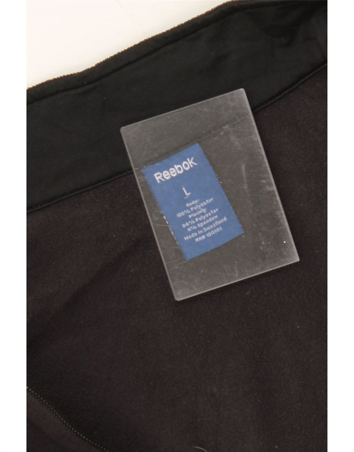 REEBOK Womens Fleece Jacket UK 16 Large Black Polyester