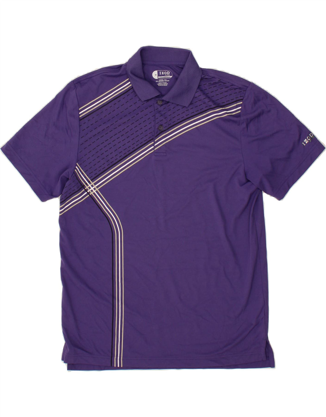 IZOD Mens Polo Shirt Medium Purple Striped Polyester Vintage Izod and Second-Hand Izod from Messina Hembry 