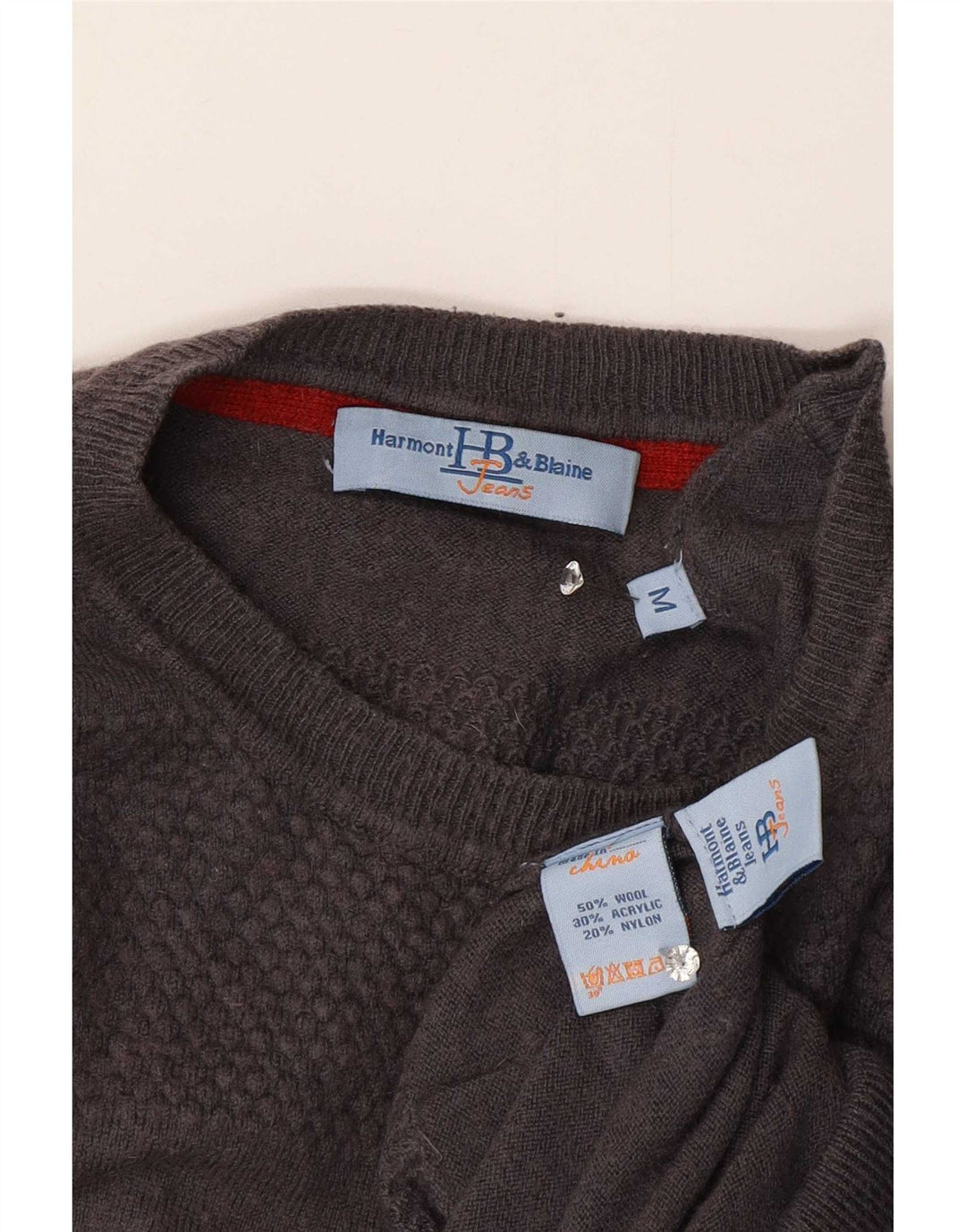 Harmont & Blaine Herre sweater med rund hals, mellemgrå uld