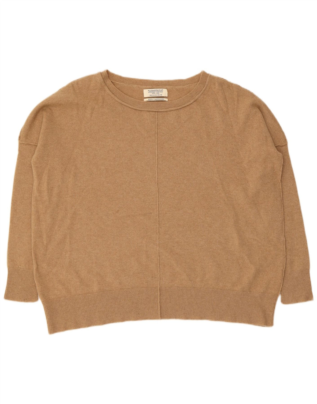 All Saints Dame Oversized Boat Neck Jumper Sweater UK 10 Small Beige