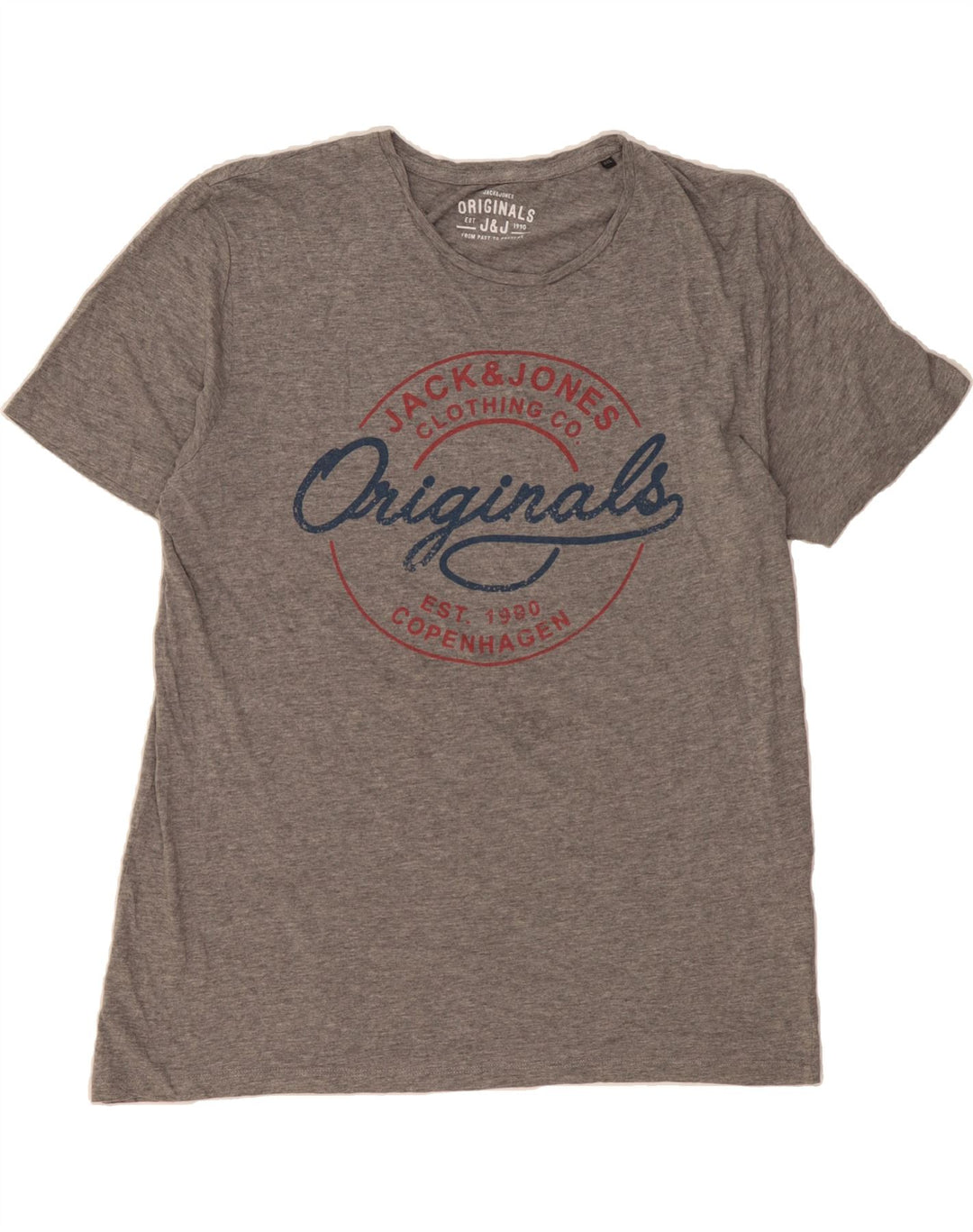 JACK & JONES Mens Graphic T-Shirt Top 2XL Grey Cotton Vintage Jack & Jones and Second-Hand Jack & Jones from Messina Hembry 