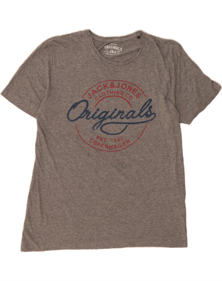 JACK & JONES Mens Graphic T-Shirt Top 2XL Grey Cotton Vintage Jack & Jones and Second-Hand Jack & Jones from Messina Hembry 