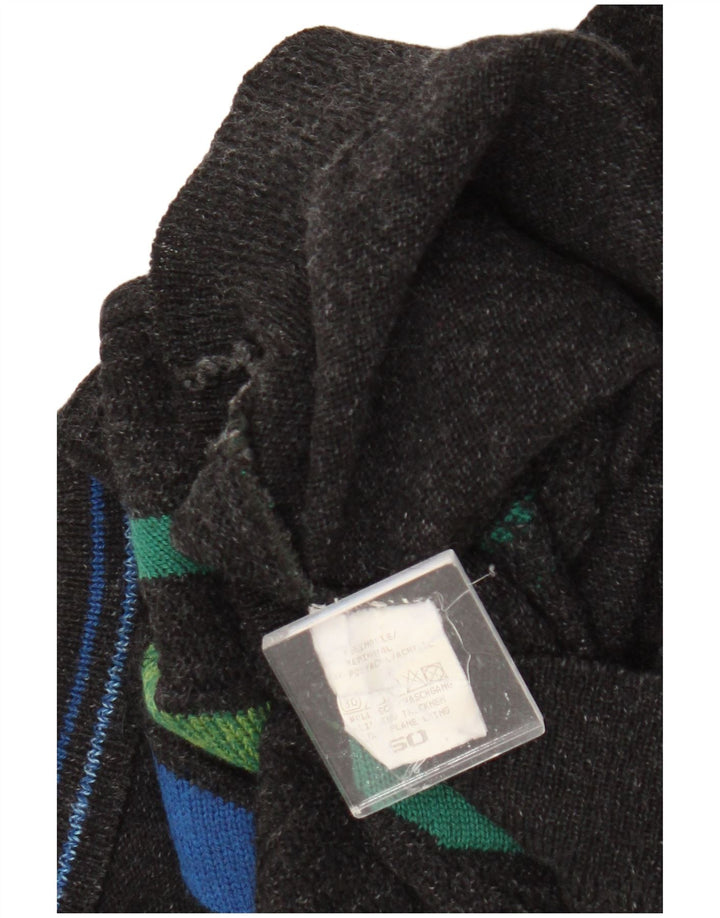 Bueckle Herre Crew Neck Jumper Sweater IT 50 Medium Grå Stribet Merinould