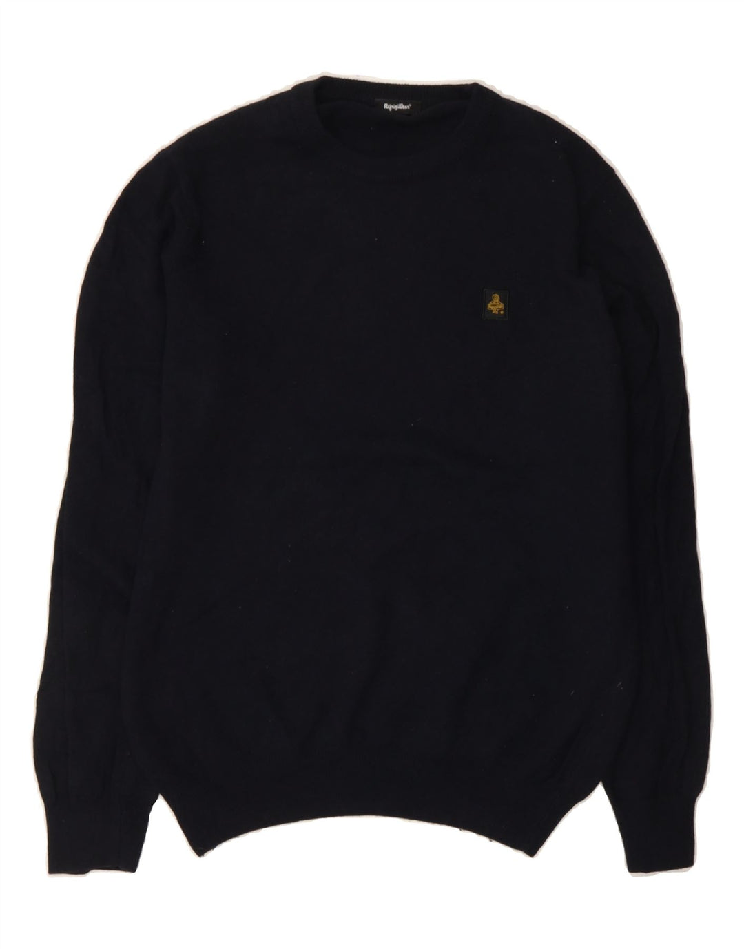 REFRIGIWEAR Mens Crew Neck Jumper Sweater Small Navy Blue Polyamide Vintage Refrigiwear and Second-Hand Refrigiwear from Messina Hembry 