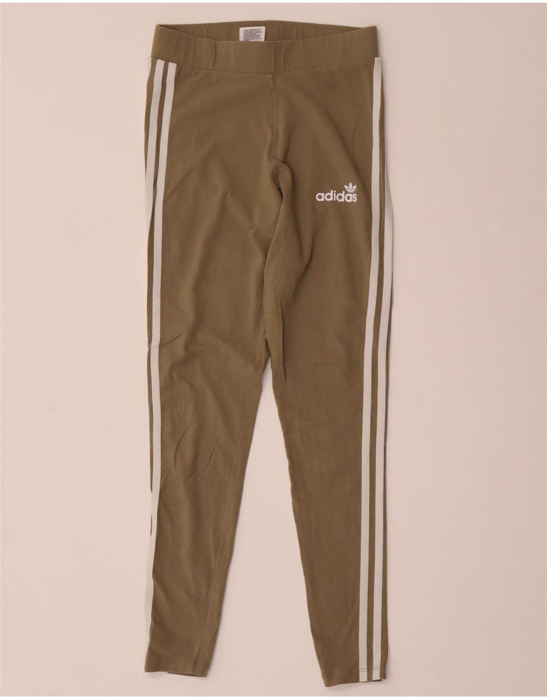 ADIDAS Dame Leggings UK 8 Small Khaki Bomuld