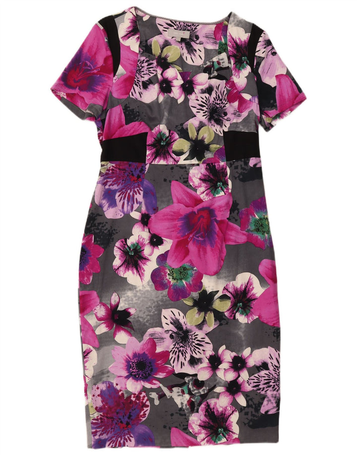 PER UNA Womens Sheath Dress UK 14 Medium Pink Floral Cotton