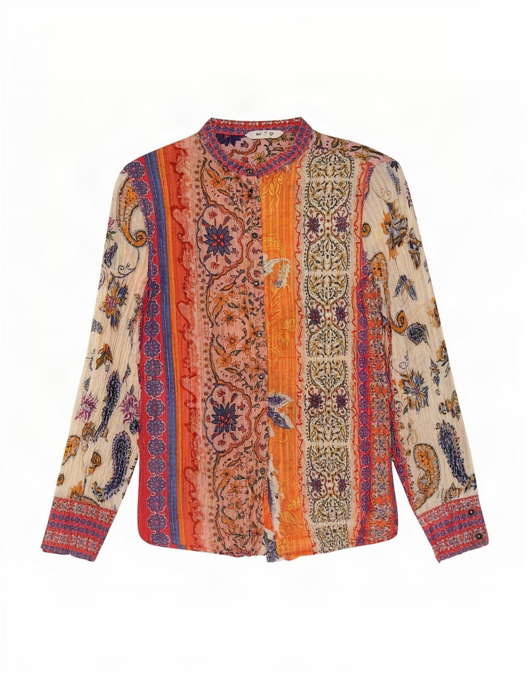 Desigual Dame Skjorte Bluse UK 12 Medium Multicolor Paisley Cotton