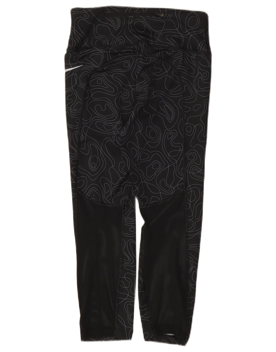 Nike Dame Dri Fit Capri Leggings UK 8 Small Black Geometric