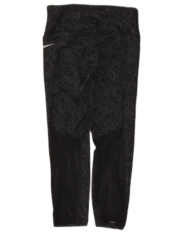 Nike Dame Dri Fit Capri Leggings UK 8 Small Black Geometric