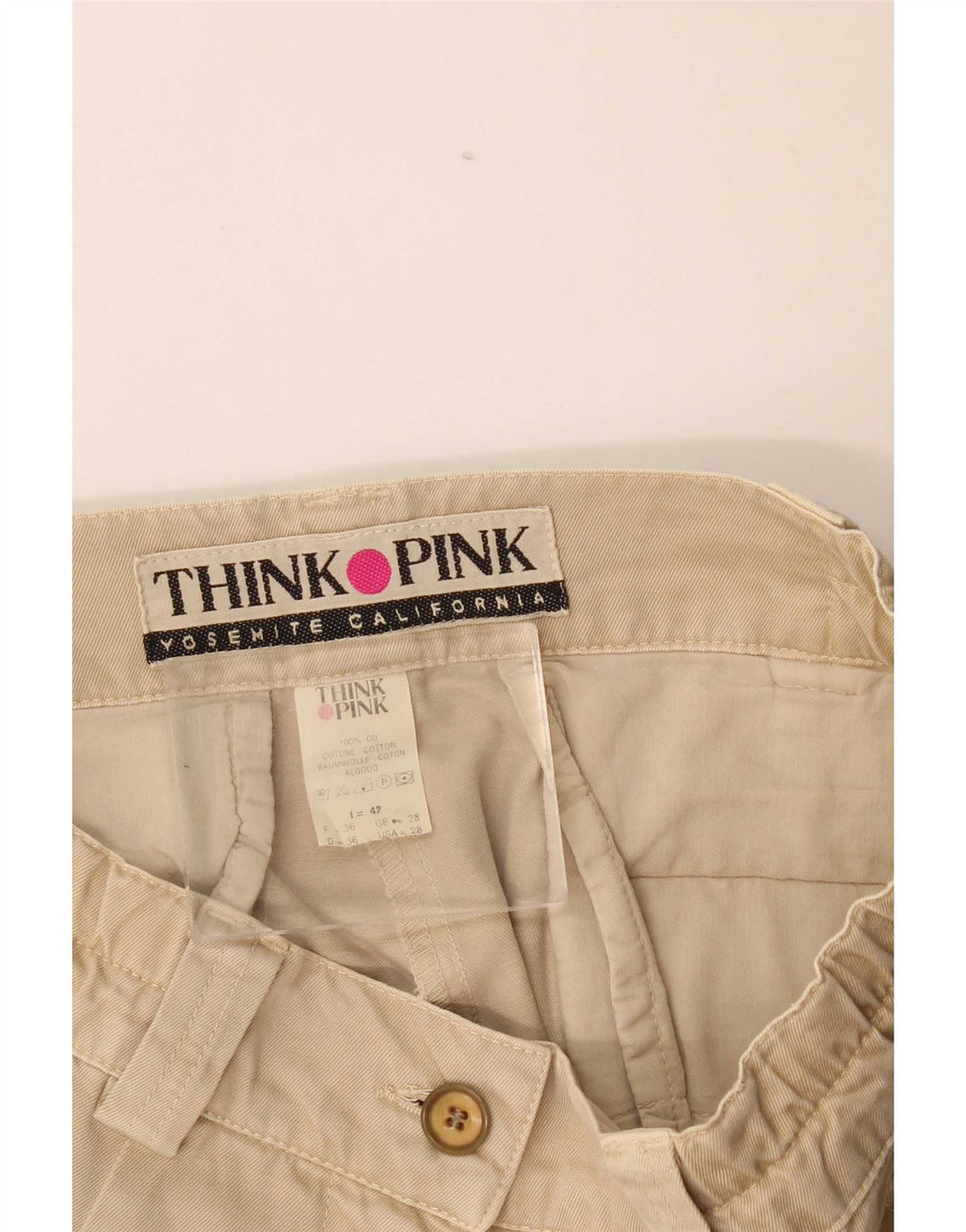 Tænk Pink Dame Cargo Shorts IT 42 Medium W28 Beige Bomuld