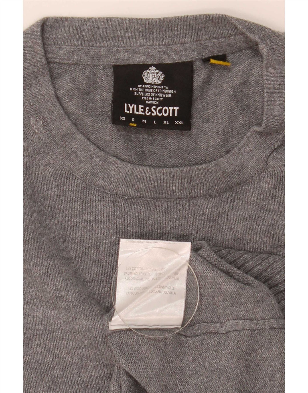 Lyle & Scott Herre sweater med rund hals, lille grå flækket bomuld