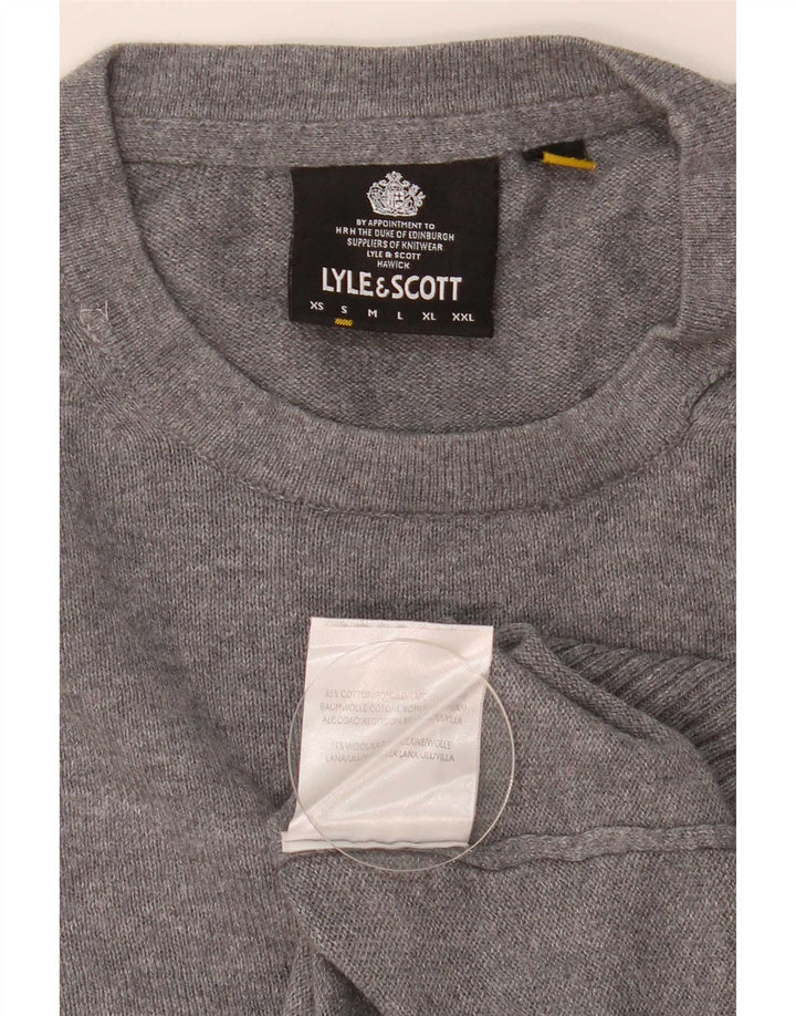 Lyle & Scott Herre sweater med rund hals, lille grå flækket bomuld