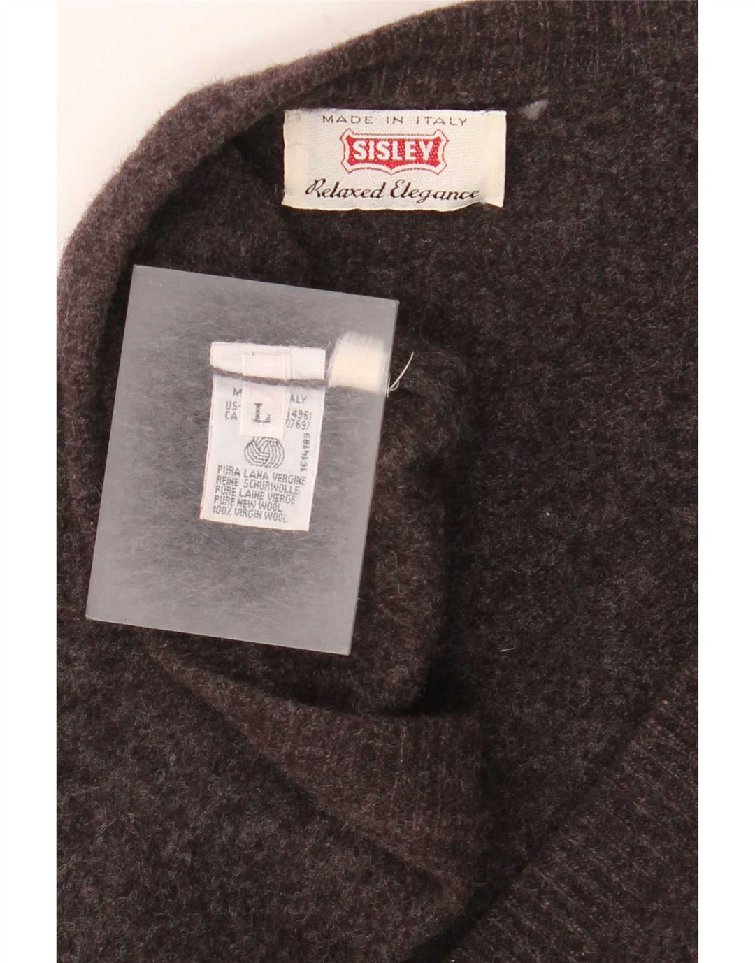 Sisley Herre Cardigan Sweater Large Grey Virgin Wool