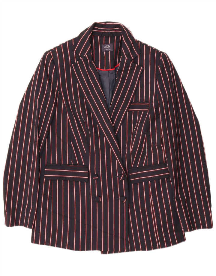 Marks & Spencer Dame Blazer Jacket UK 8 Small Navy Blue Stribet