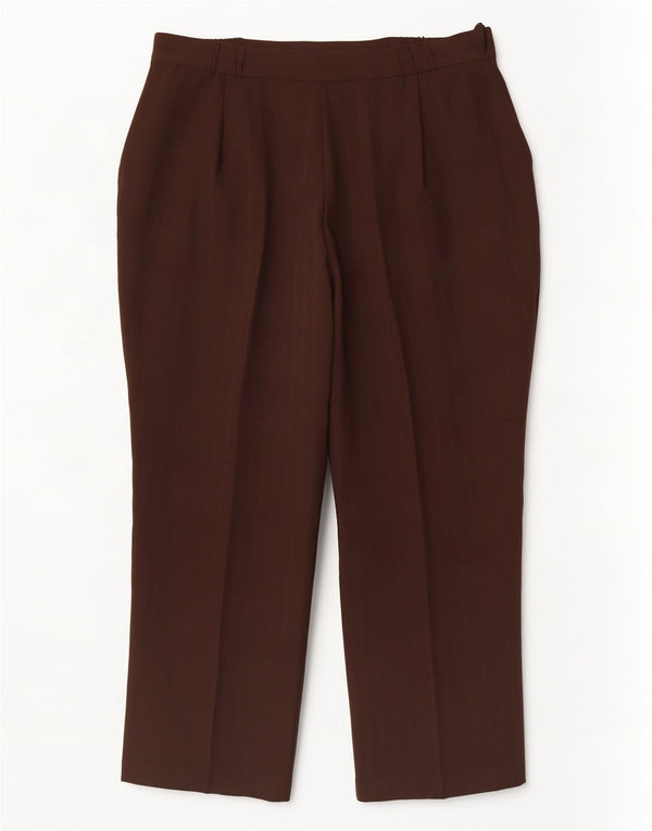 Marks & Spencer Womens Casual Trousers UK 16 Large W34 L26 Brown Striped