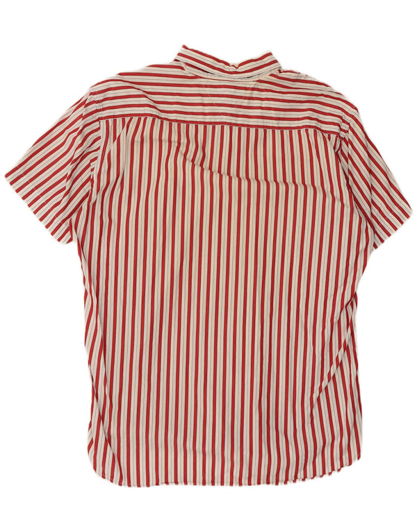 Tommy Hilfiger Mens Short Sleeve Shirt XL Red Striped Cotton